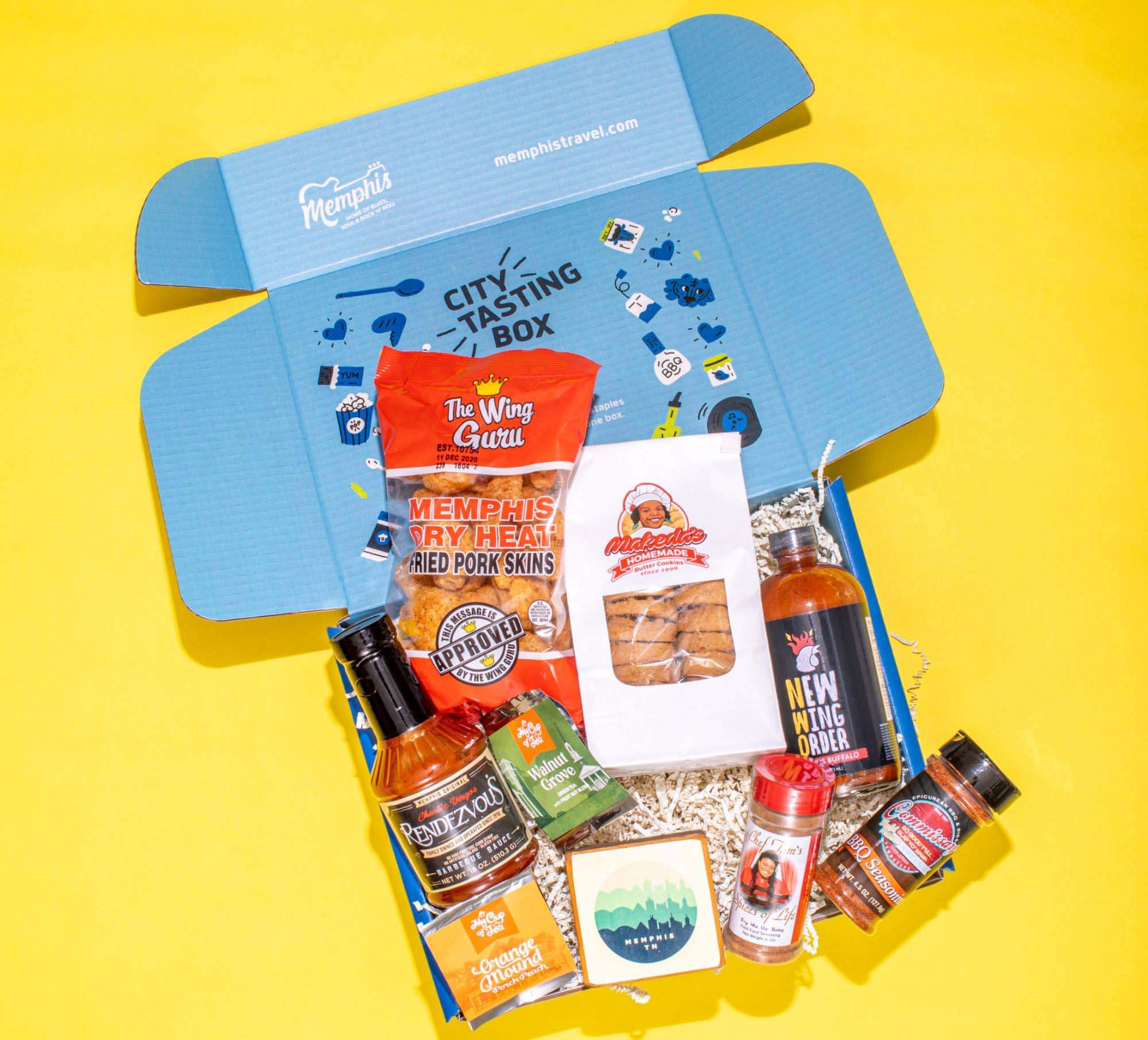 "Official Memphis Travel" box, $74.99, at City Tasting Box | Image: City Tasting Box Memphis FINDS April: City Tasting Box