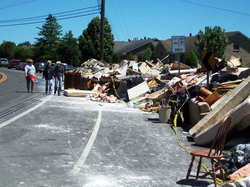 Pile of debris after the Nashville Flood