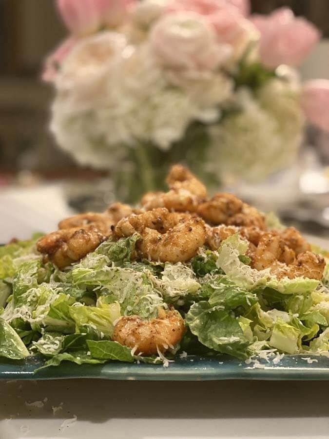 Cajun shrimp caesar salad