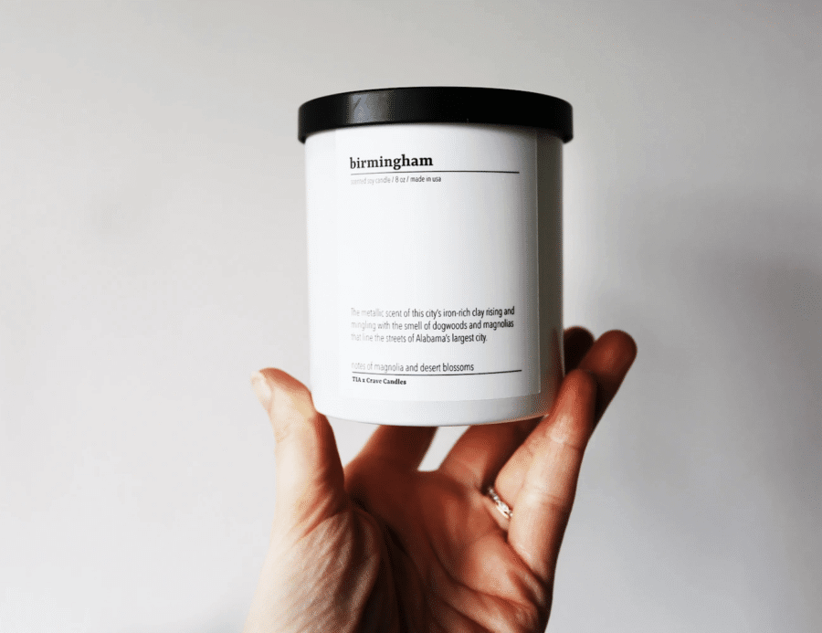 Birmingham candle, $25, from This is Alabama | Image: This is Alabama Birmingham FINDS May: The Birmingham candle from This is Alabama