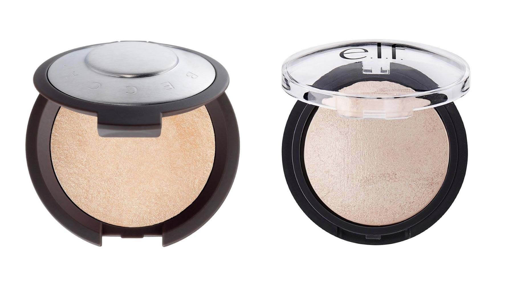Becca Shimmering Skin Perfector Pressed Highlighter, $38, and e.l.f. Baked Highlighter, $4 | Left image: Sephora; Right image: e.l.f cosmetics Highlighter