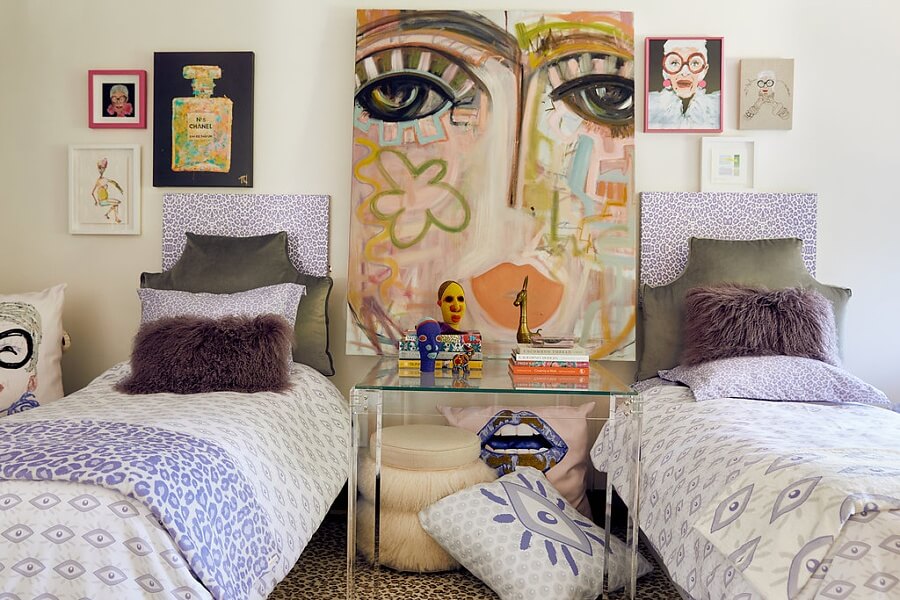 Elegant and Functional Girls Room with Glass Top Desk