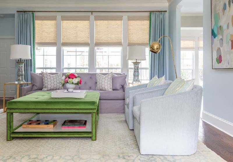 Pale blue living room