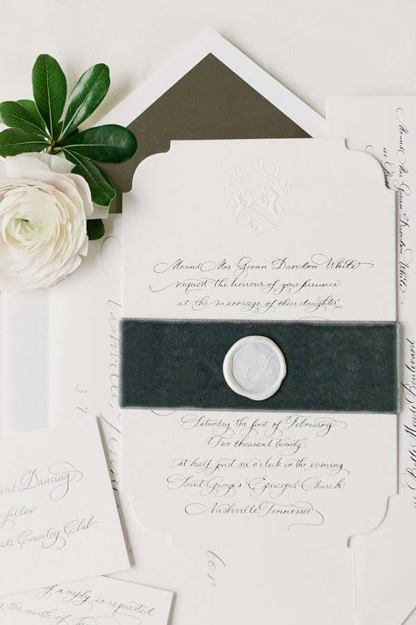 Joey and Molly stationery suite for their winter wonderland wedding | Photographer: Kristyn Hogan