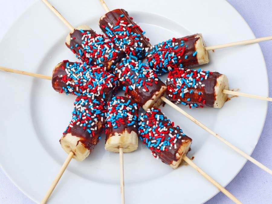 chocolate banana sparklers for the 4th of July