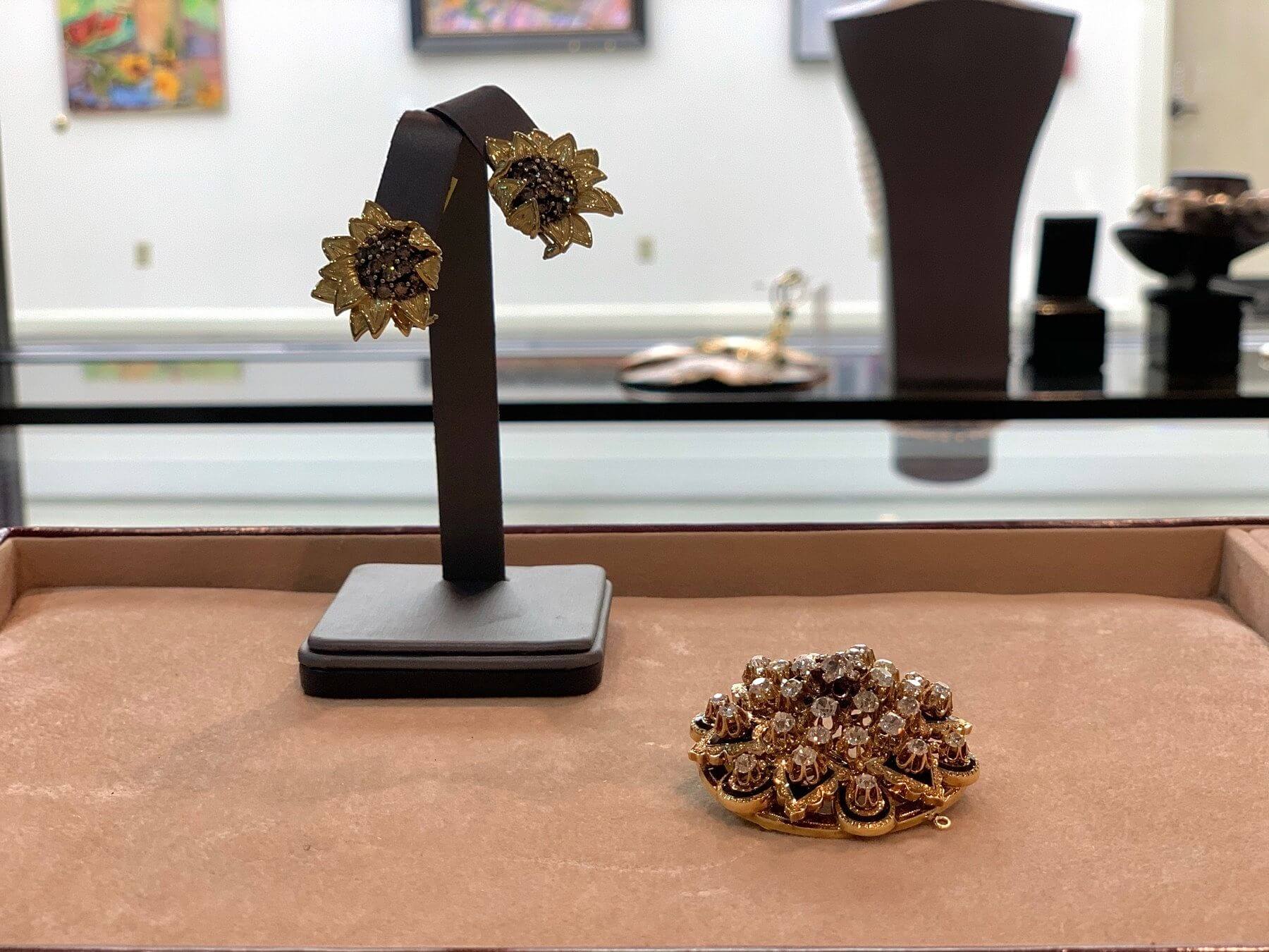 estate jewelry — earrings and broach