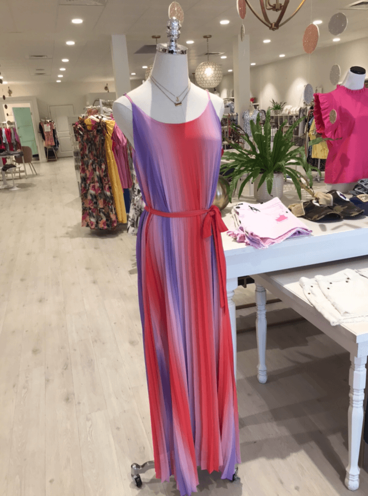 Multicolored dress, $89, at Cradle + Bee | Image: Rachel Burchfield Birmingham FINDS July: Multicolored dress from Cradle + Bee