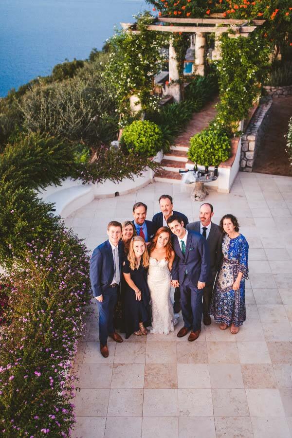 Lacy and Aaron pose with their families