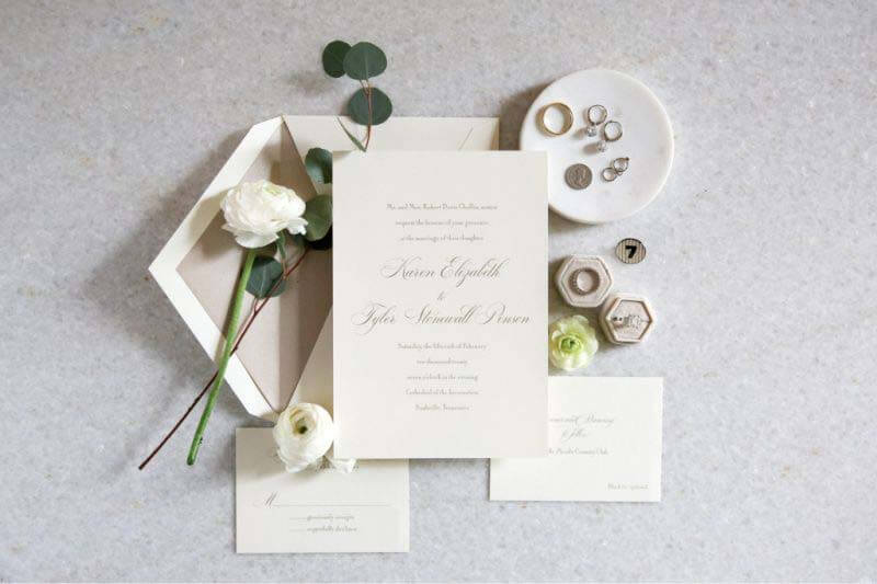 Invitation suite for traditional Nashville wedding