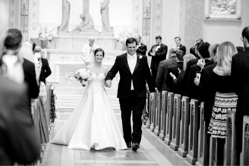 The newlyweds exiting the church
