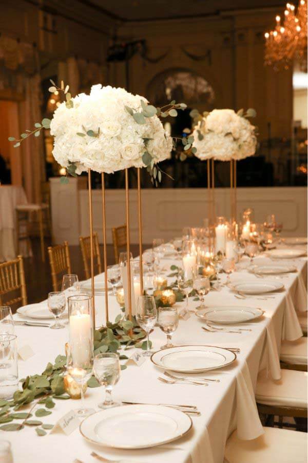 table set up at traditional Nashville wedding reception