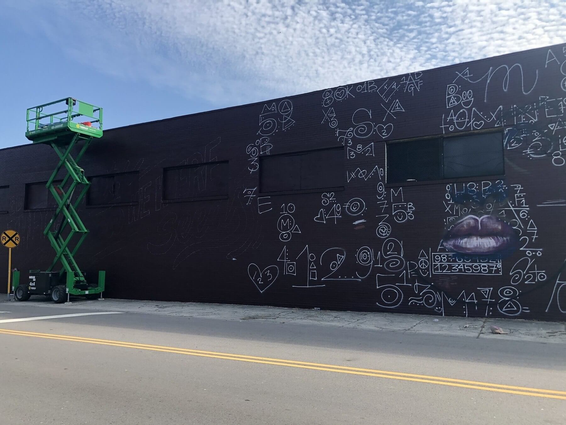 The start of the Walls for Women mural at Nelson's Greenbrier