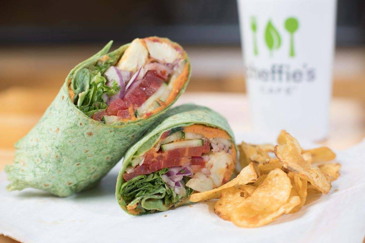 You'll want a wrap from Cheffie's Cafe for every lunch meal. Image: Cheffie's Cafe Healthy menu items: Cheffie's Cafe wrap