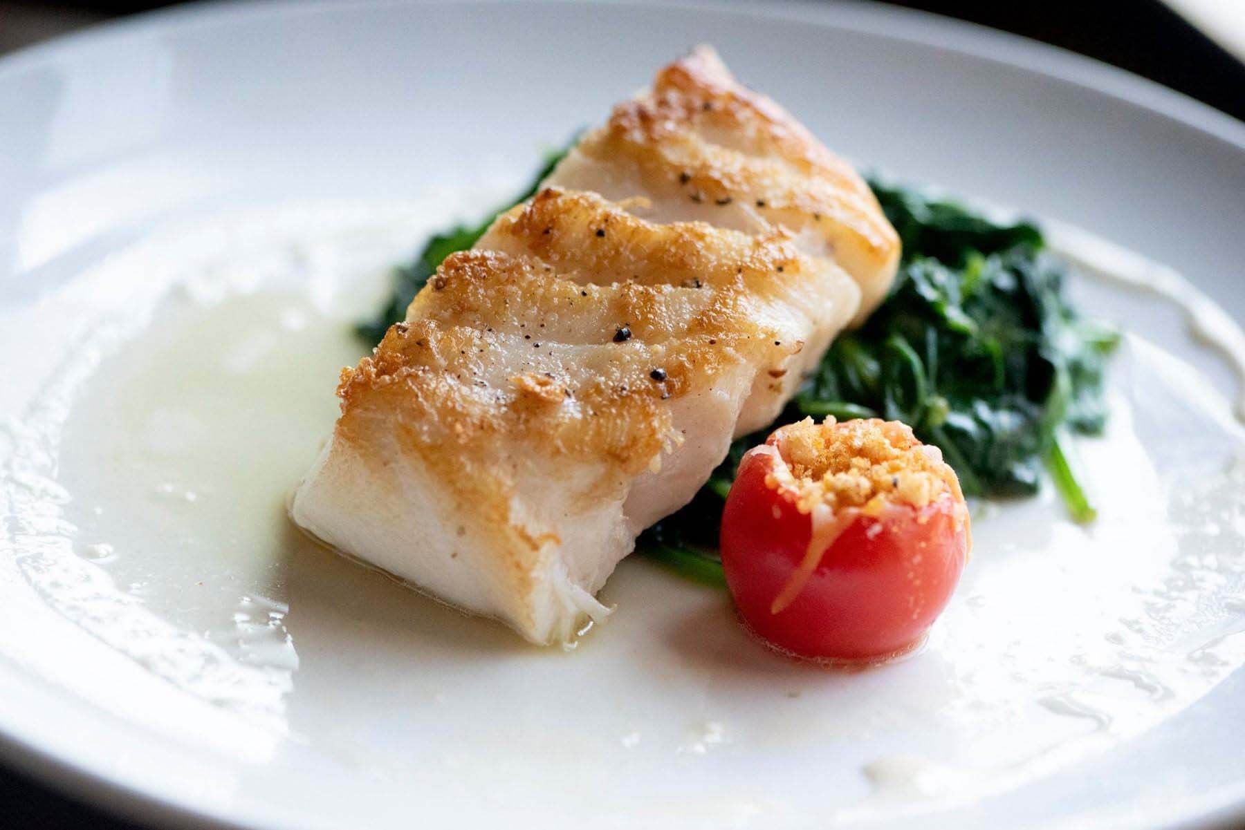 How delicious does this entrée look? Image: Moondance Grill Healthy menu items: Moondance Grill Pan Seared Bass