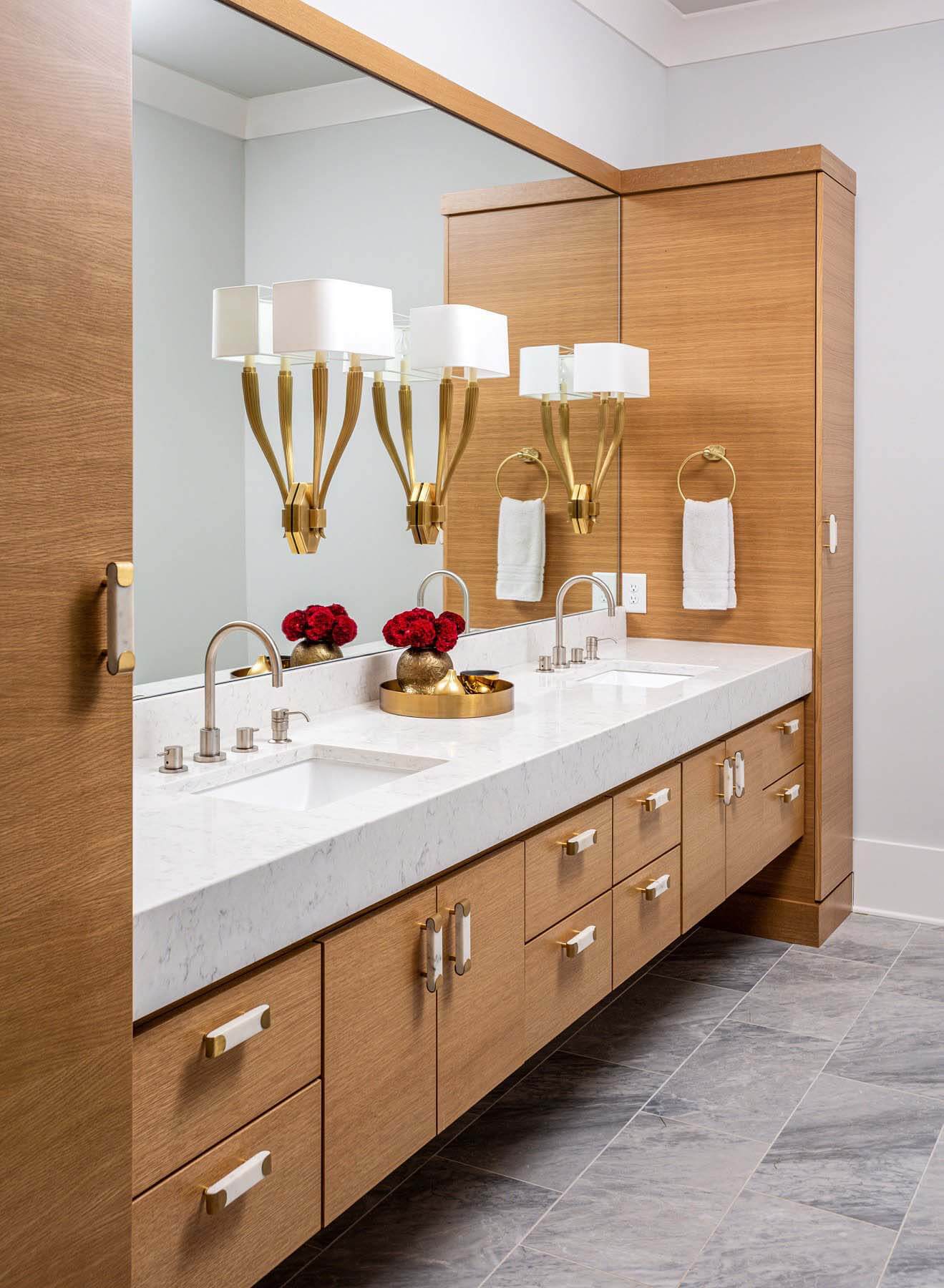 Beth Haley Design brings in neutral colors and detailed accents for a tranquil bathroom space for the grown-ups. Image: Reed Brown Beth Haley's bathroom design, an inspired room project