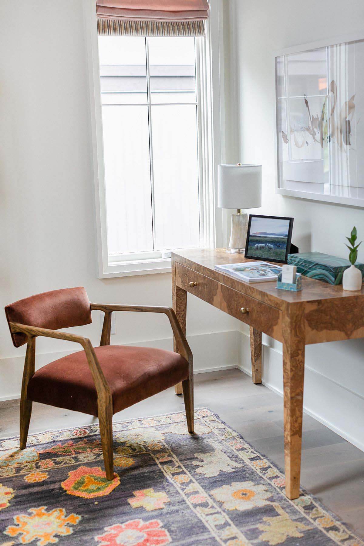 This desk, placed thoughtfully by a bright window, serves as the perfect homework spot for a young teenager. Bedroom desk in 2020 Senebe Designer Showhouse