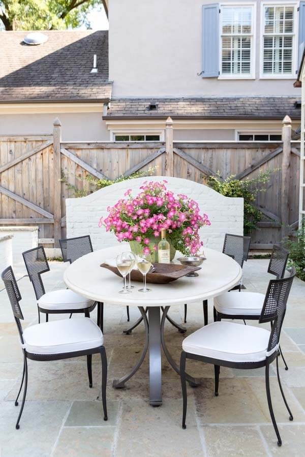 Outdoor living space with dining table
