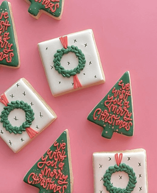 Custom cookies, starting at $20 per dozen, by Sarah Bakes Cookies | Image: Sarah Bakes Cookies Custom holiday cookies by Sarah Bakes Cookies