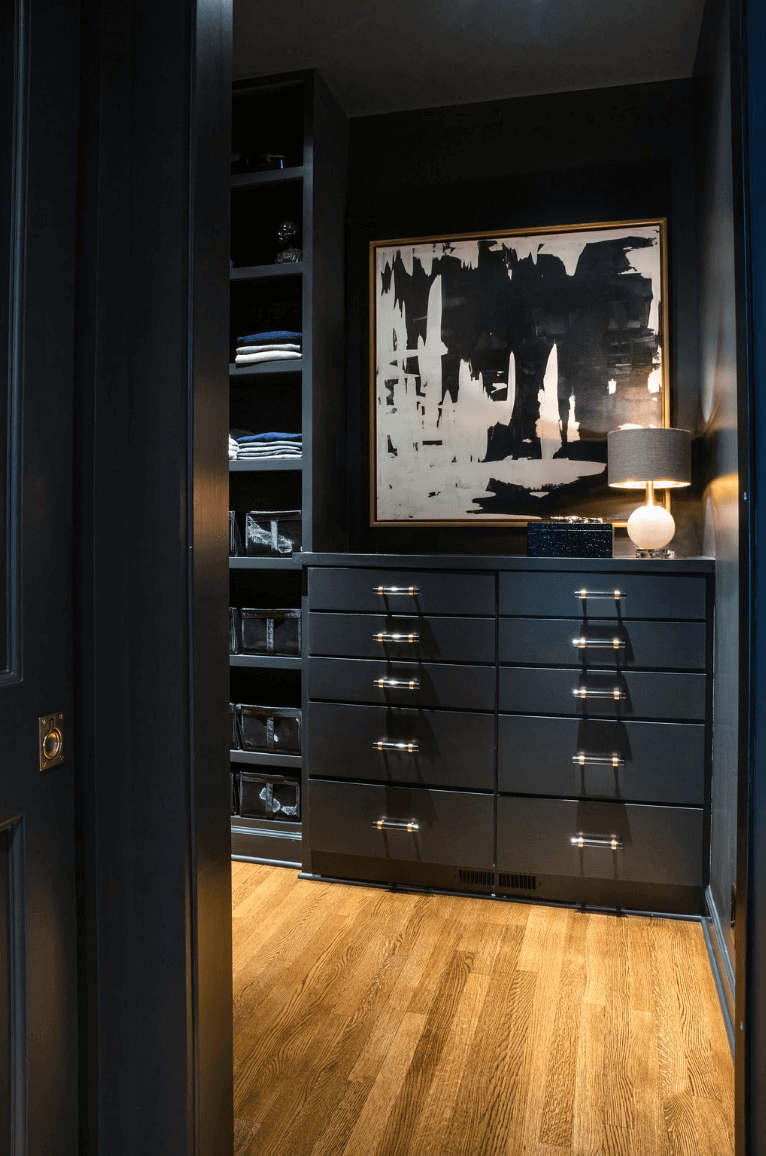 Dark-colored master closet