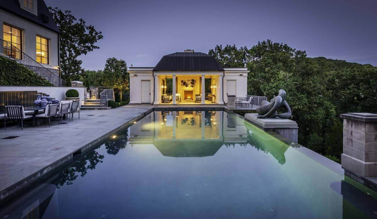 Outdoor fireplace designed by Page Duke