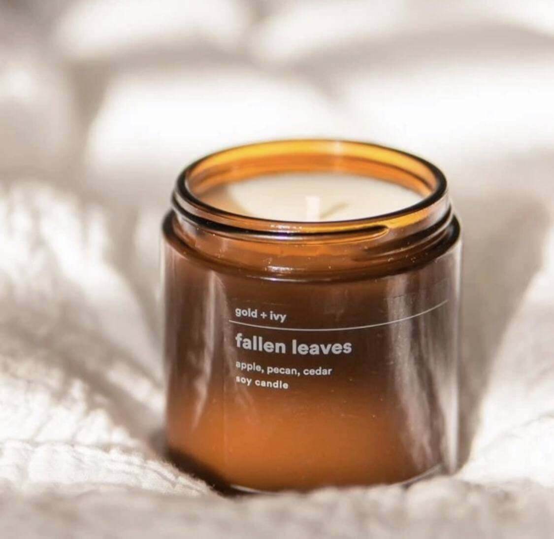 gold + ivy "fallen leaves" candle, $28, here gold + ivy candle