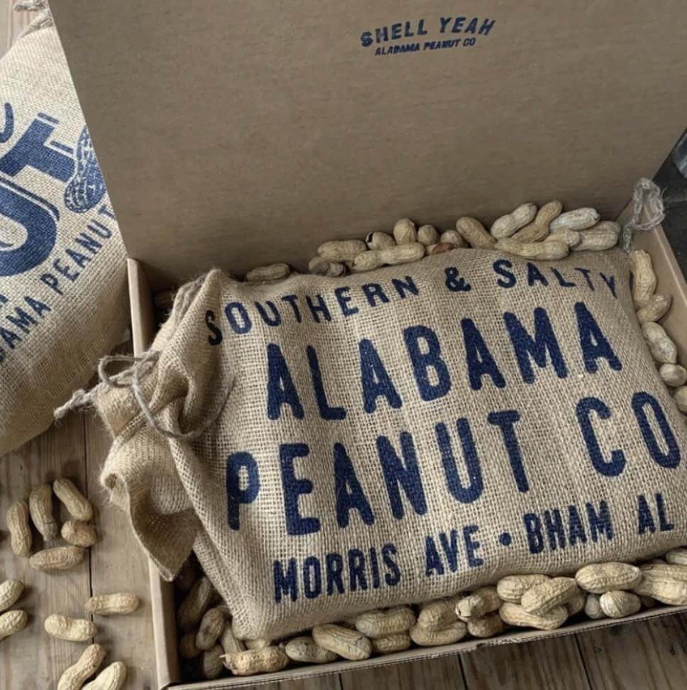 Alabama Peanut Company "Southern & Salty" boiled peanuts gift set, $25, here Alabama Peanut Company Gift Set with bag and peanuts