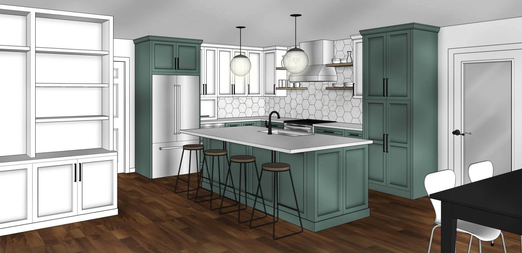 Kitchen renovation rendering option 2