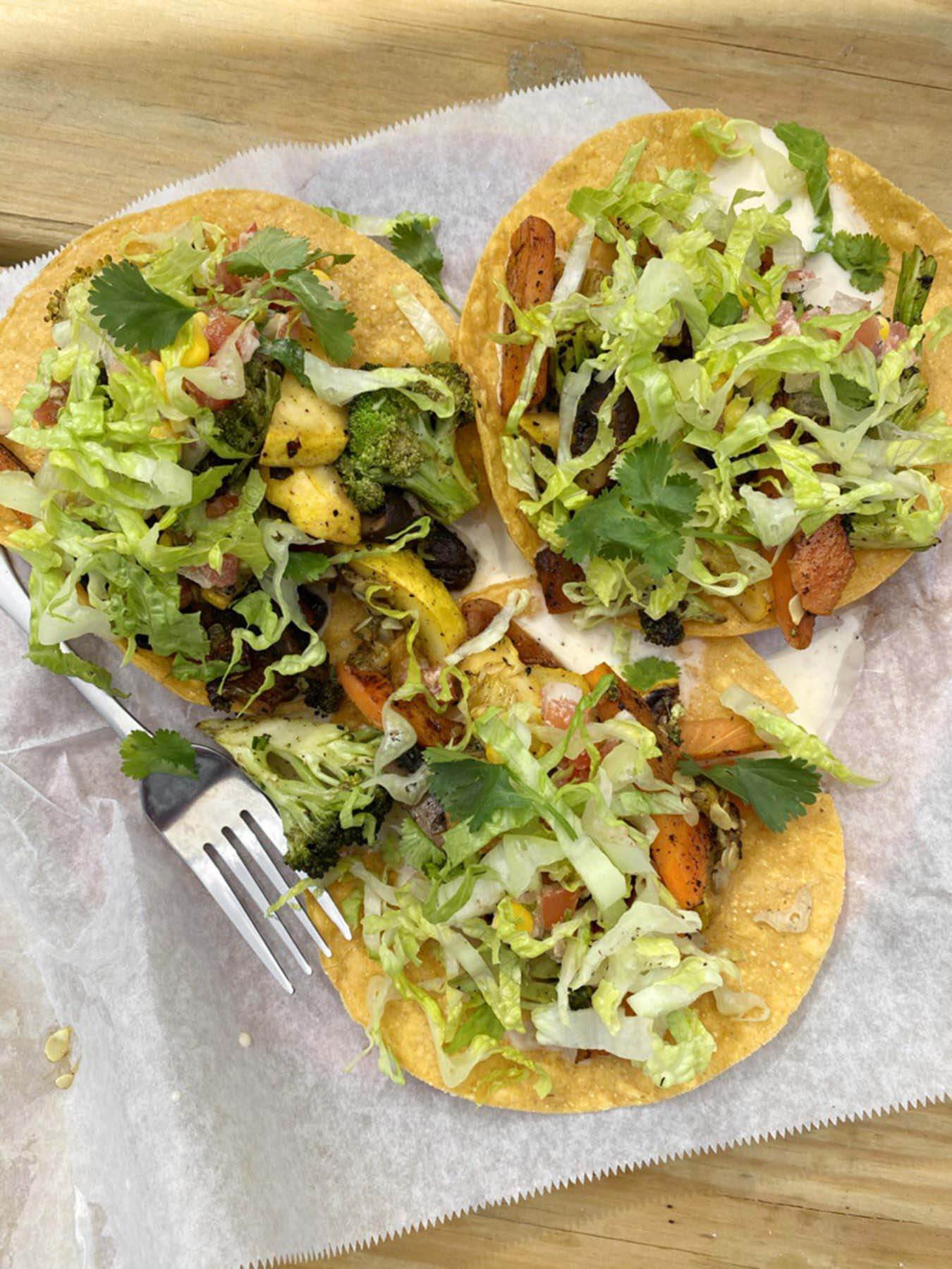 The grilled veggie tostadas were not only amazing and fresh, but there was plenty left to take home for a second meal. Tostadas at PEAK in Blairsville, GA