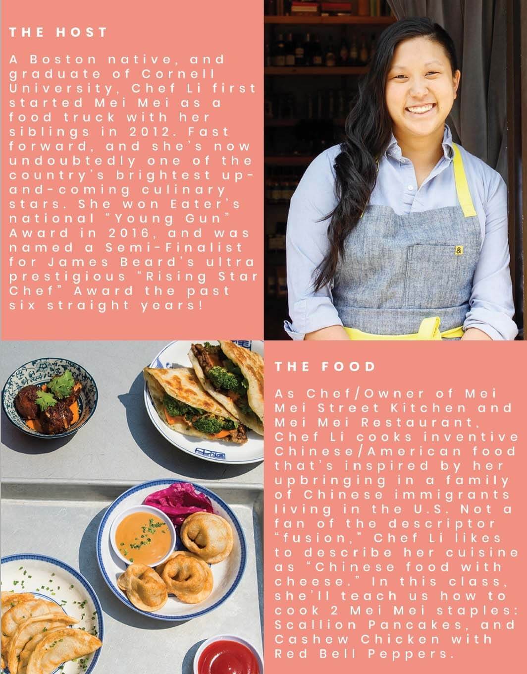 Chefstreams book page on Chef Irene Li