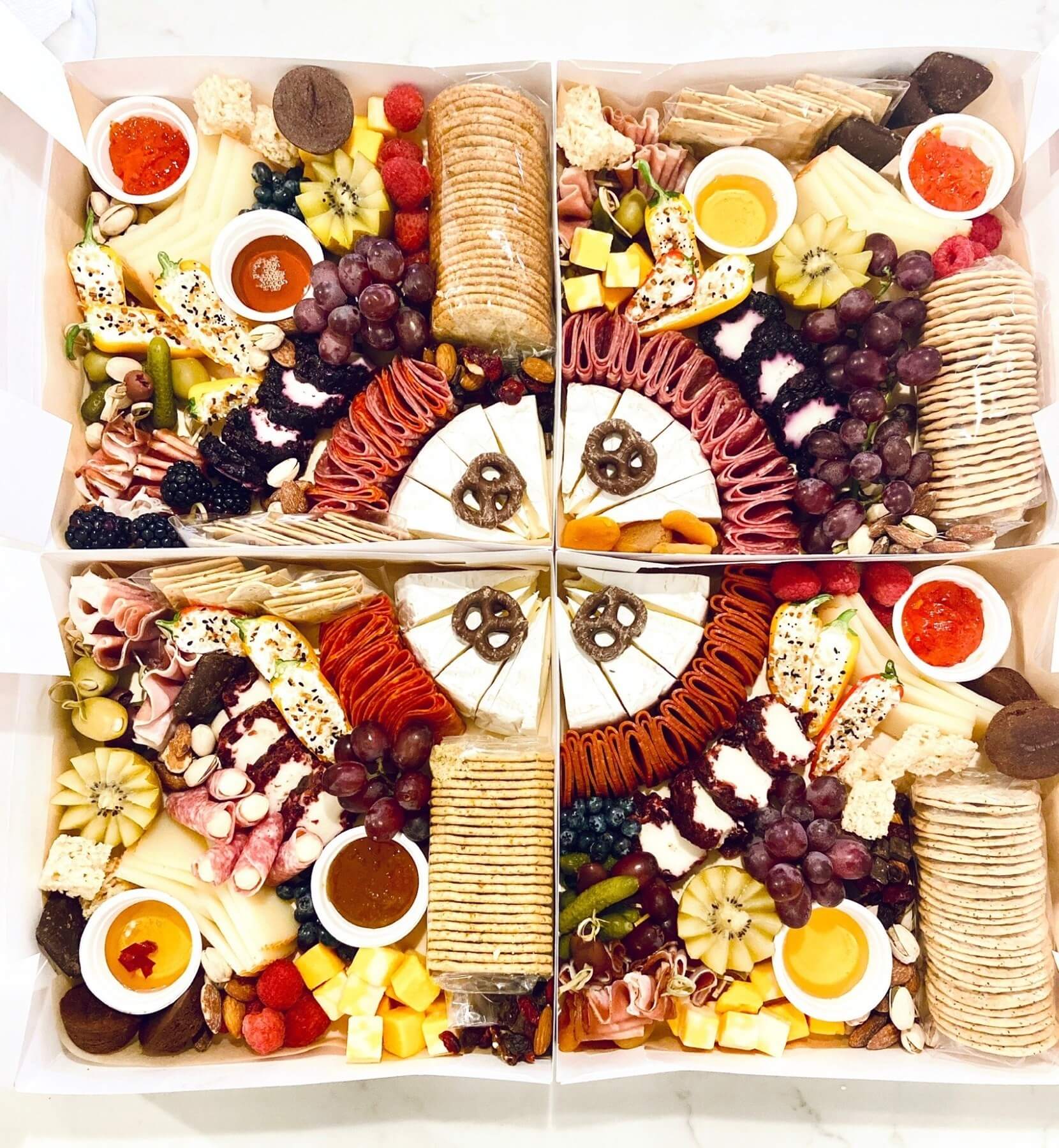 Offering mini, regular, large and candy-filled boxes, Brie'Ham Grazing Co. offers a grazing board for any occasion. Image: Brie'Ham Grazing Co. Customized charcuterie box from Brie‘Ham Grazing Co.