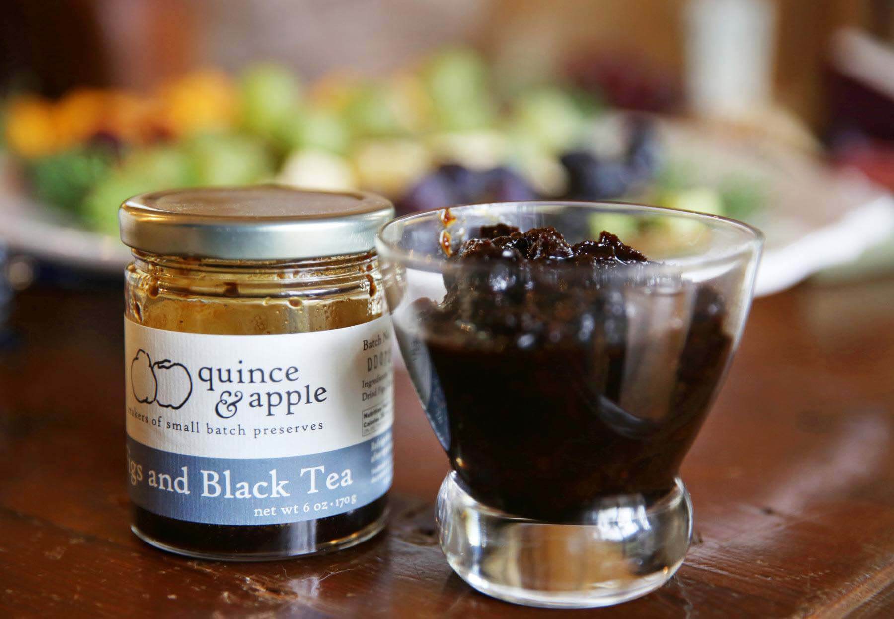 The figs and black tea jam from Quince & Apple pairs well with the aforementioned prosciutto and goat cheese. Quince & Apple Figs and Black Tea