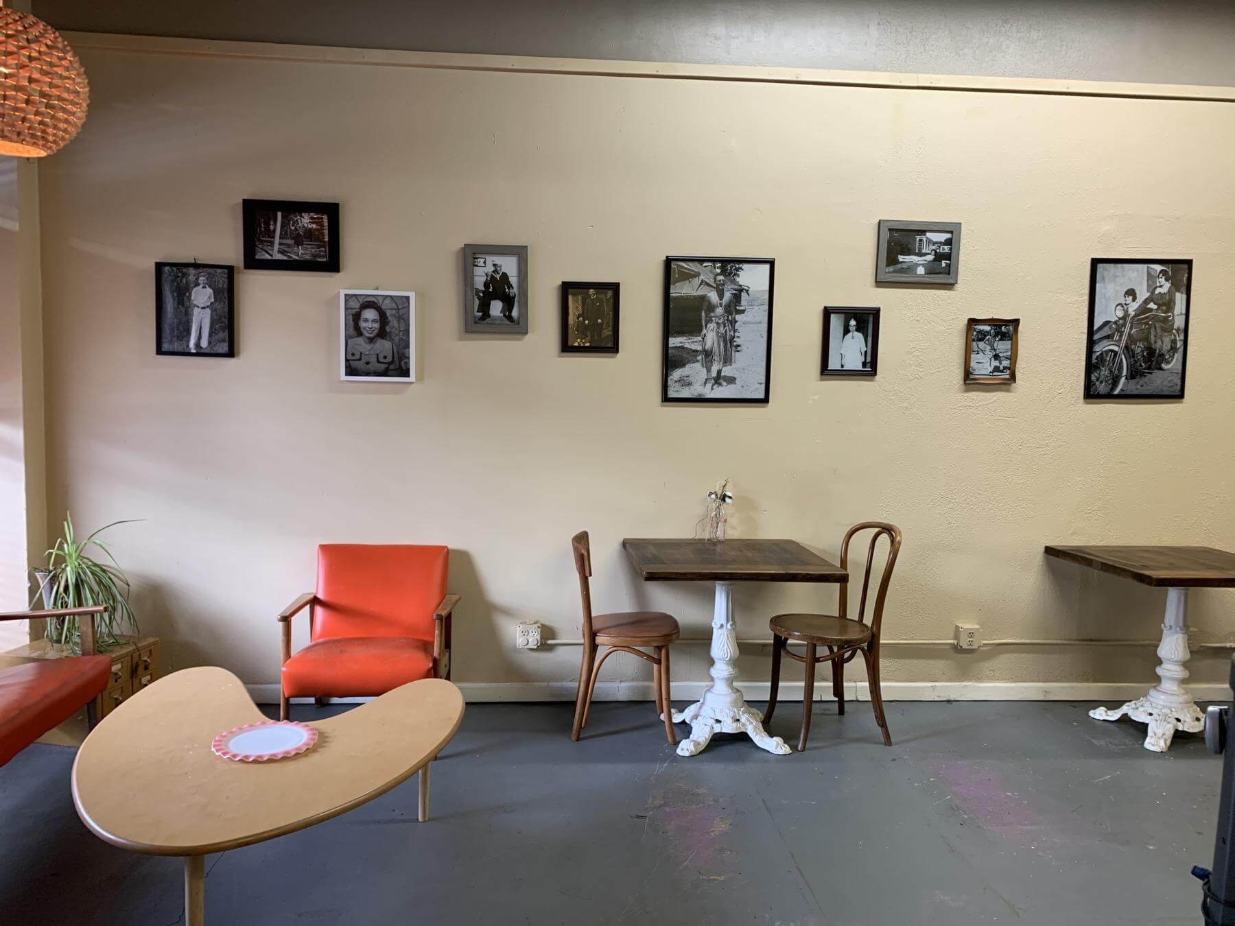 Farm and Fig will have a family photo wall for the interior of their new space. “The photos are of people who influenced us. The two largest ones are of Marc's now-102-year-old grandfather when he was in the service — he is wearing a hula skirt!" says Carolyn. "The other is Dino's great-grandmother Annie Boldregini Grisanti Benedetti on an old Harley Davidson. So far, we’ve included Dino's great-grandfather Ettore, who immigrated to Memphis from Italy; his son Dino (who Dino is named after); Vanessa’s and my Aunt Louise and Uncle Andy; and Dino’s grandmother, Madeline. We plan to add more, but this is just the start." What a great way to honor previous generations! Interior of Farm and Fig Catering