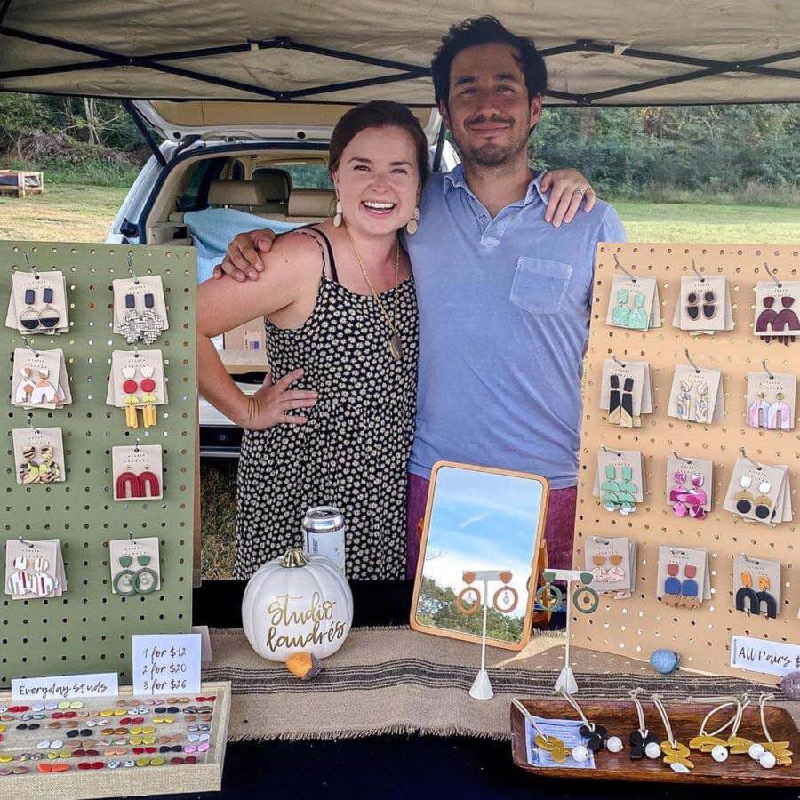 Laura McMillian and her husband Andres selling jewelry in Concrod , NC