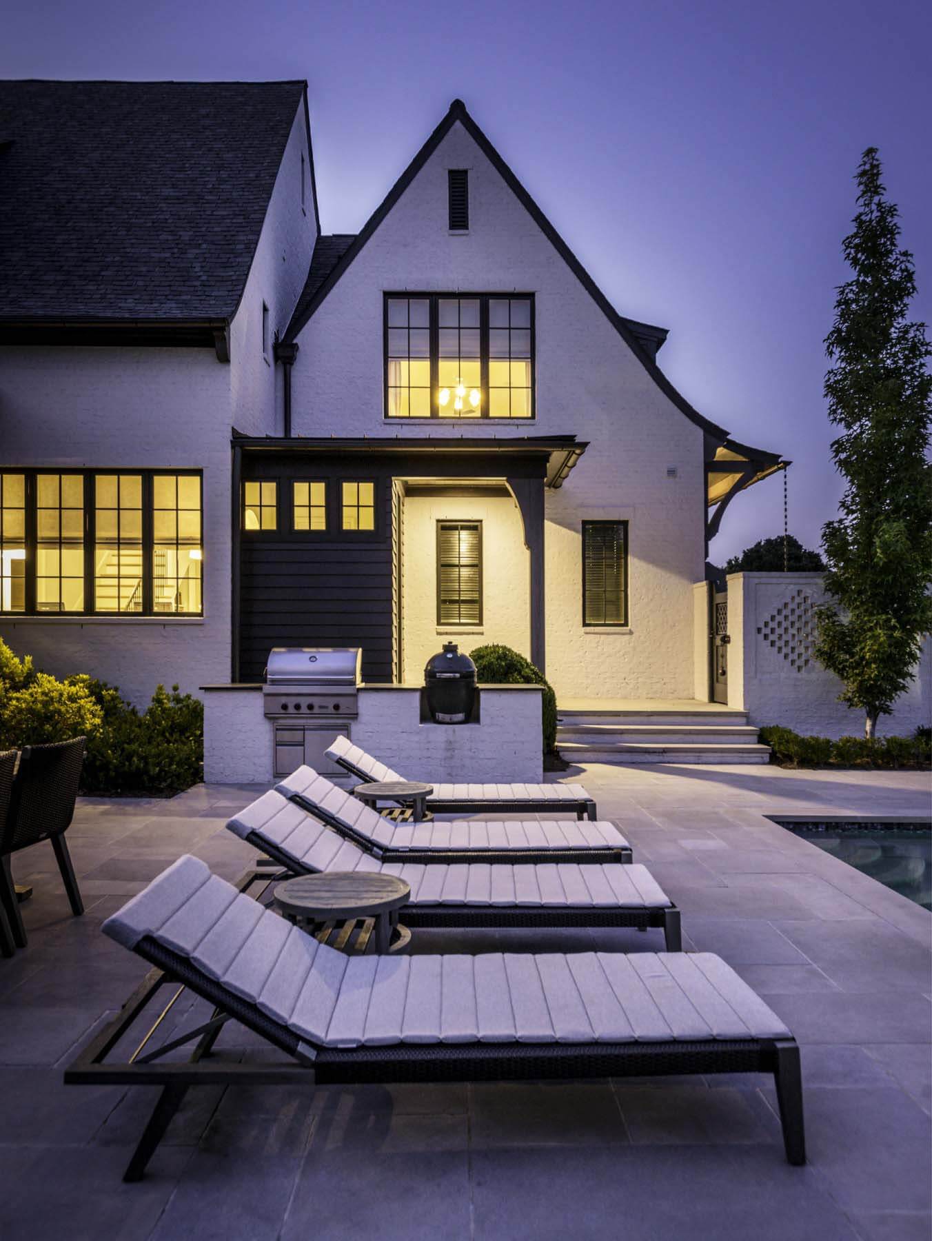 Exterior of the Looney home, poolside