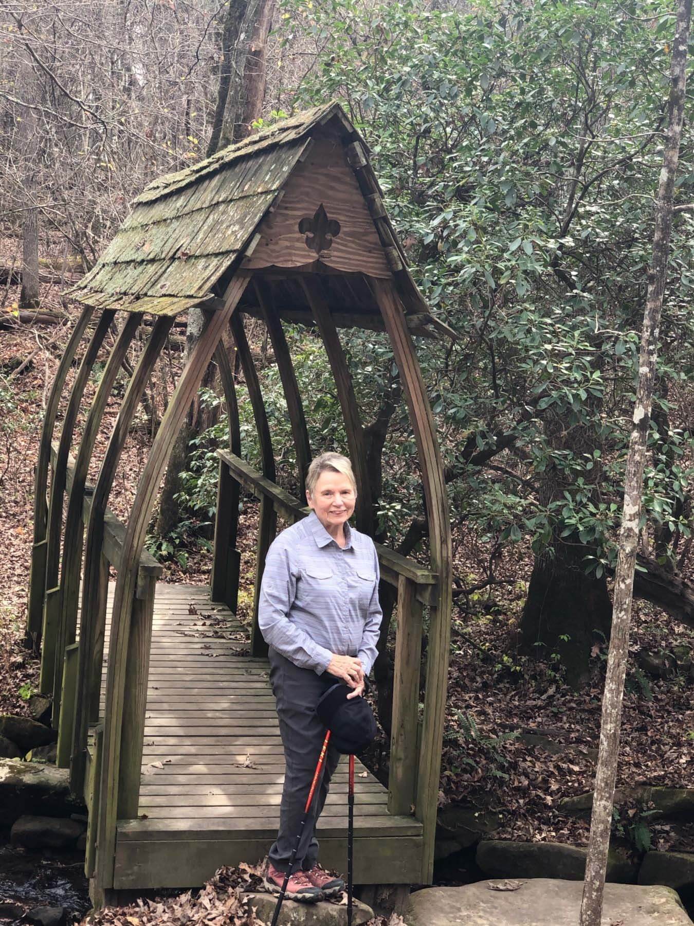 Gayle Ray, hiking outdoors