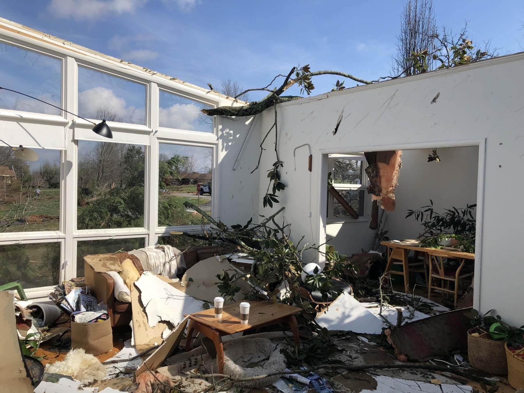 Meribah Knight's home after the March 2020 tornado