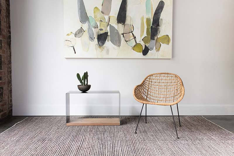 Steel + Plank table, chair and cactus art