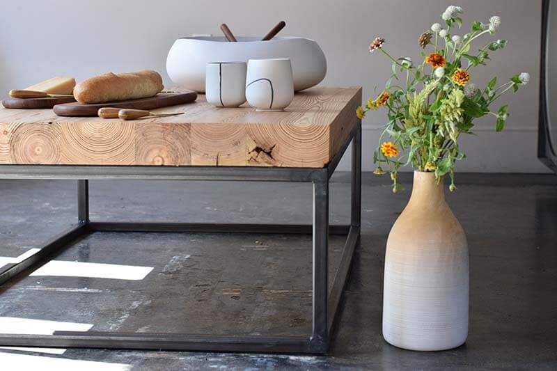 Coffee Table with Flowers and Bread