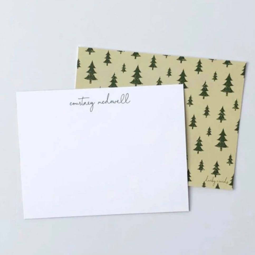 Order Darby Cards products by December 16 for on-time Christmas delivery. Stationery with Christmas trees from Darby Cards, a last-minute holiday gift idea