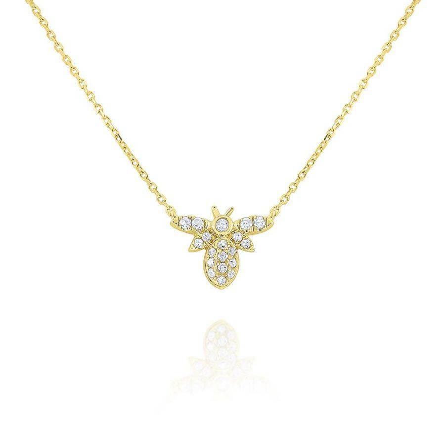 Diamond bee necklace, $595, at Cindi Earl | Image: Cindi Earl Luxe Loves: Cindi Earl fine jewelry bee necklace gold and diamonds