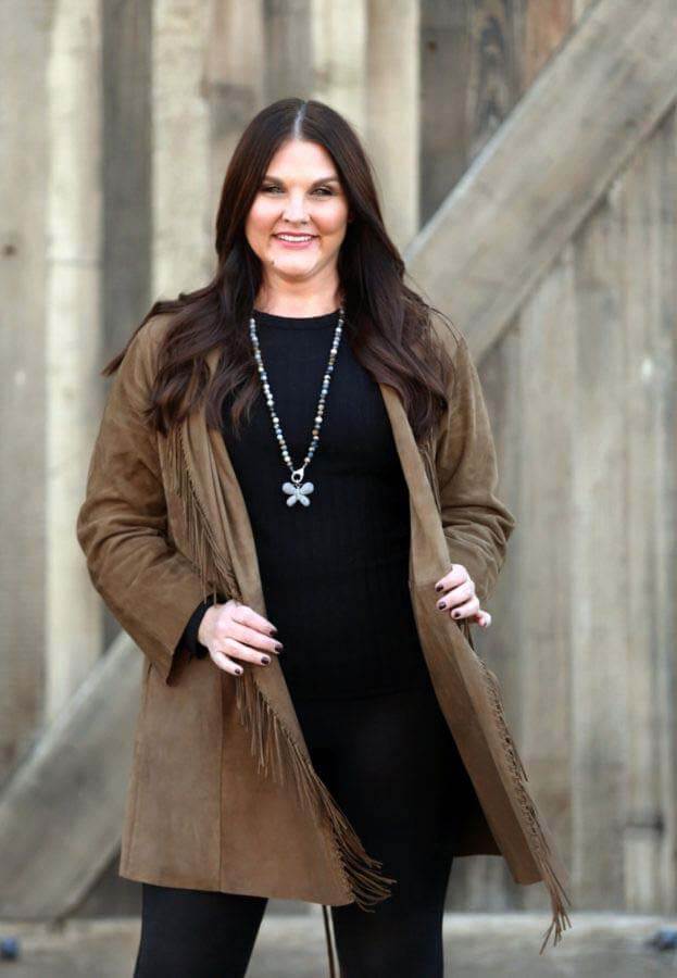 How to Style Leather: long coat and necklace