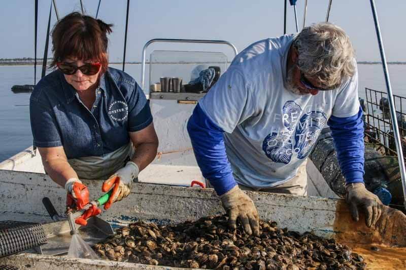Mississippi oyster farmers Mike and Anita
