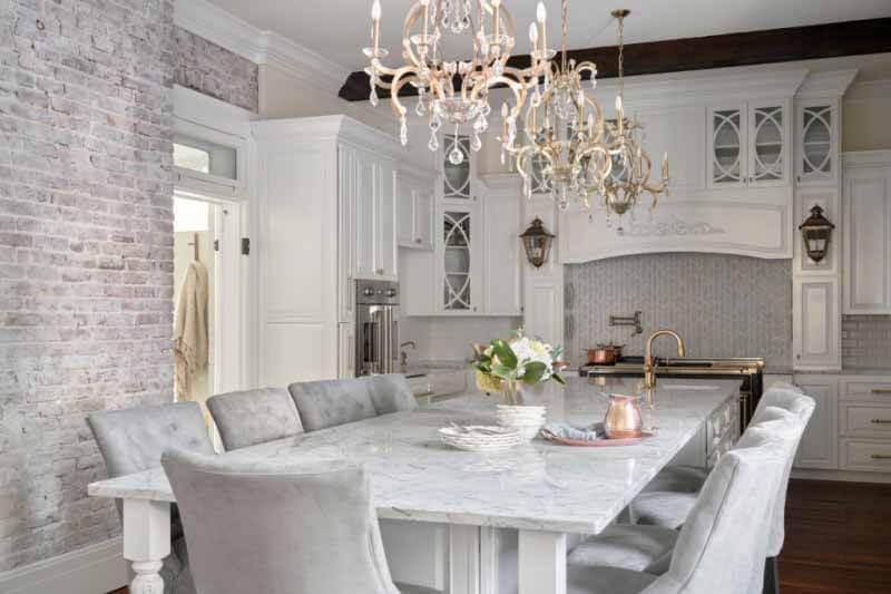 Renovated kitchen with island and custom cabinets