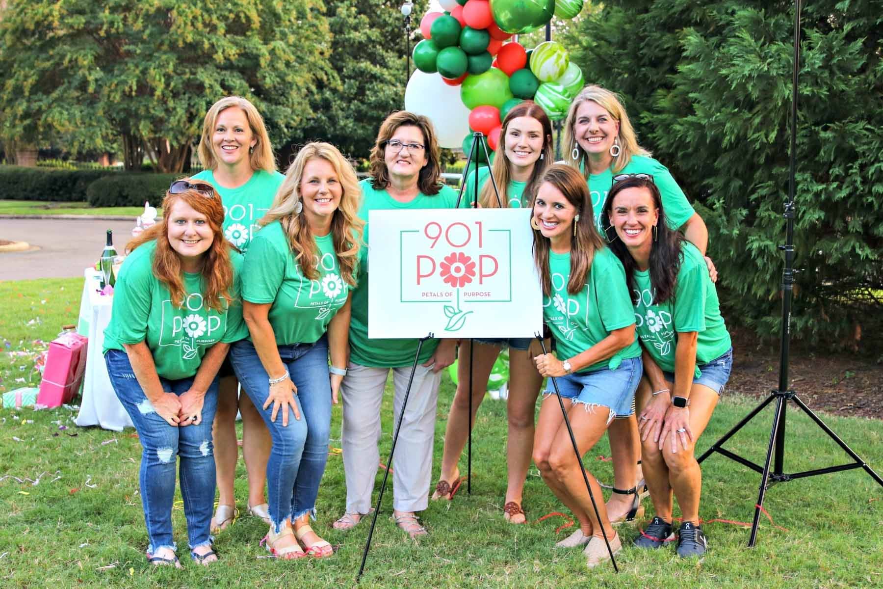 Pictured here is 901 POP's leadership team on the organization's first birthday (September 15, 2020) when they launched their official logo. 901 POP leadership on company's first birthday