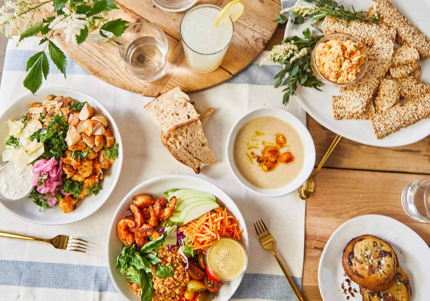 Spread of healthy food from Greenery Co.