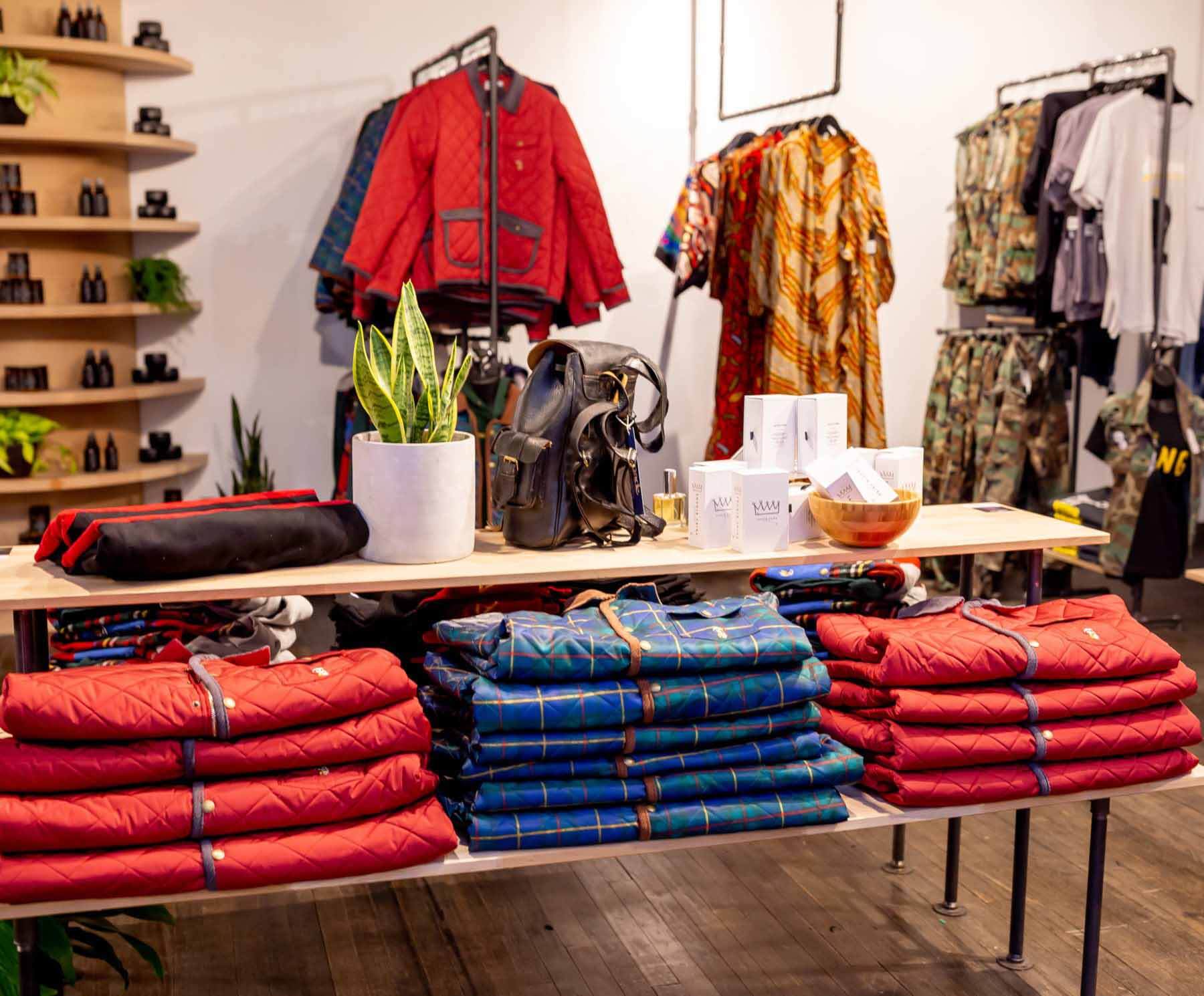 Rows of classic quilted jackets by GOAT by James King are Southern chic at its finest. quilted jackets by GOAT by James King