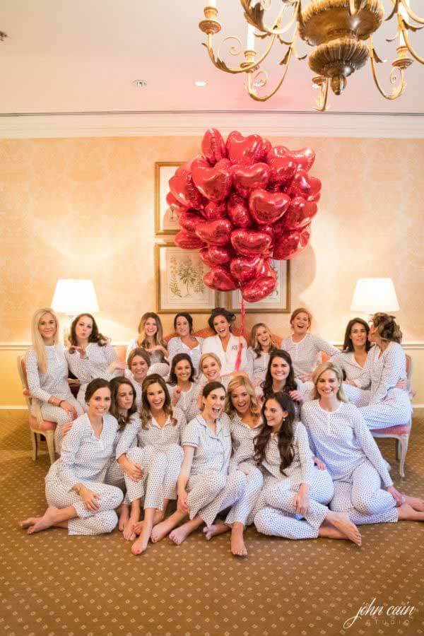 Dallas Bride and bridesmaids and balloons