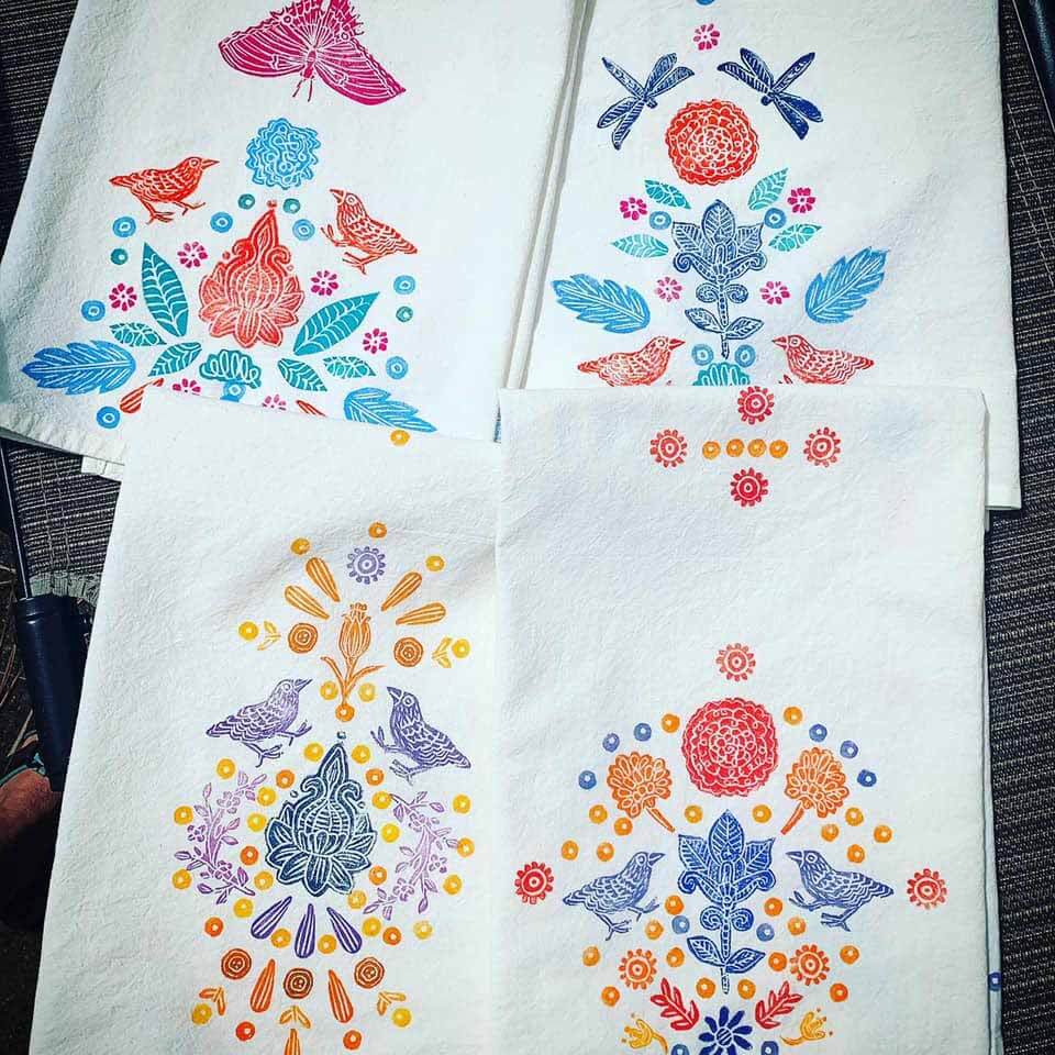 artist Karen Freidt's beautiful tea towels