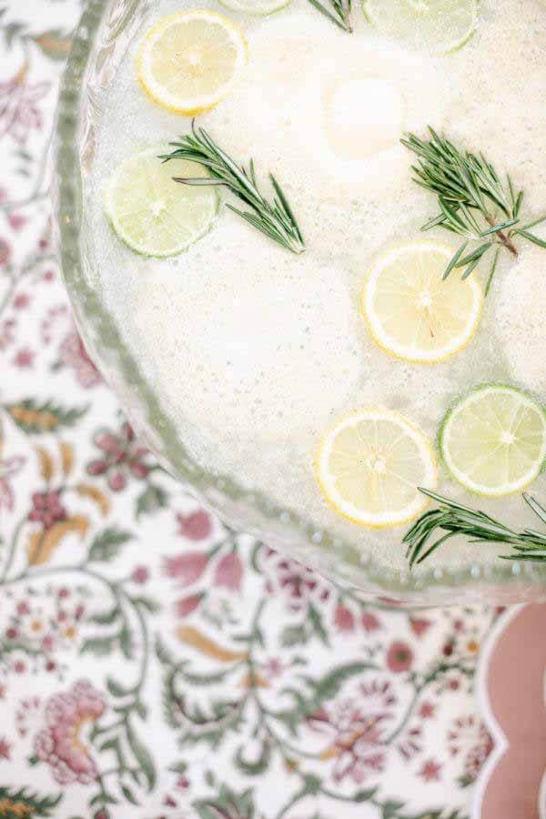 Vintage punch bowl with fizzy fruit punch