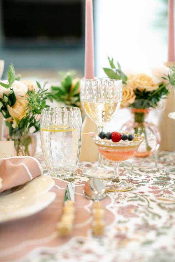 Springtime tablescape with glassware by Zafferano America